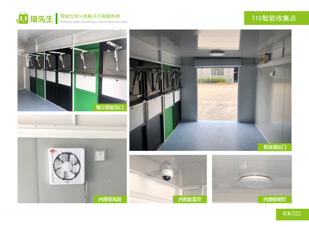 貓先生智能垃圾分類房，定時定點垃圾收集站 ，垃圾房內(nèi)部配置