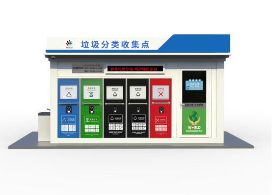 垃圾房效果圖，智能垃圾房，垃圾分類收集點，回收站生產(chǎn)廠家，垃圾分類定時定點收集點